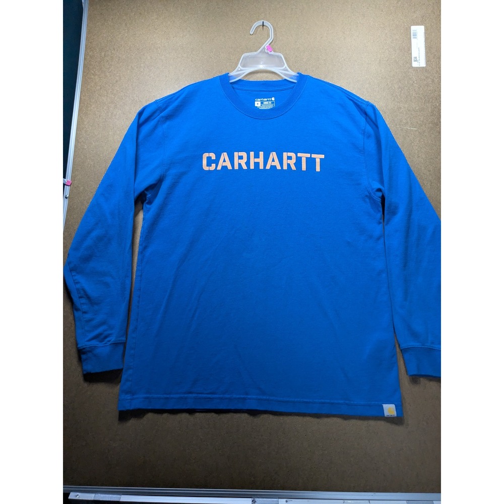 Carhartt Mens Blue Graphic Logo Long Sleeve T-Shirt Loose Fit M TK5951-M